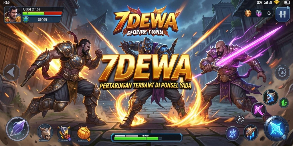 Tampilan utama gameplay 7DEWA menunjukkan pertarungan yang epik dan dinamis.