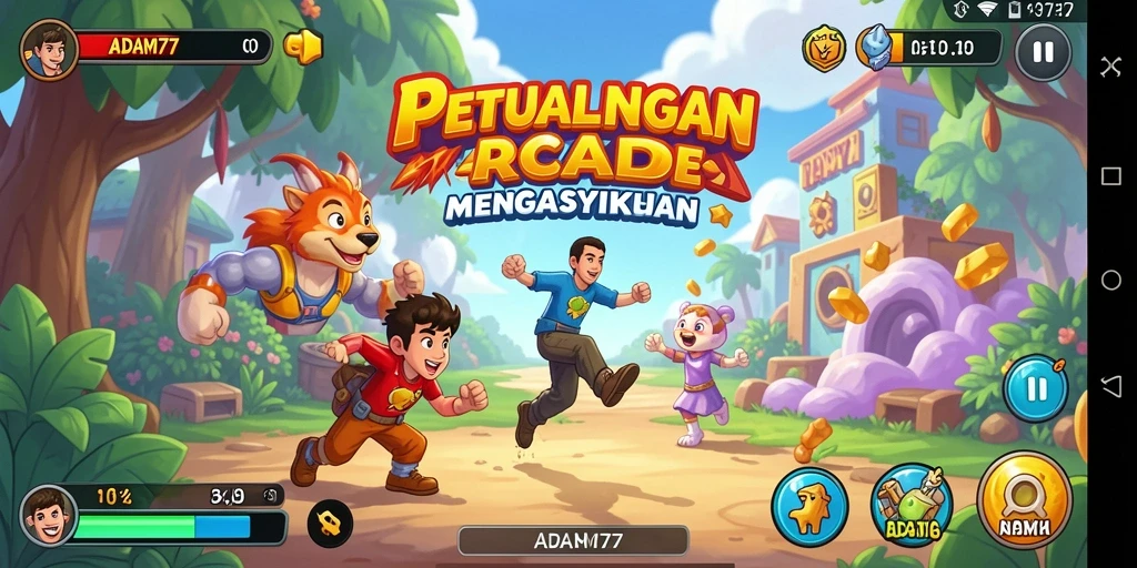 Tampilan gameplay seru dan penuh tantangan di ADAM77.