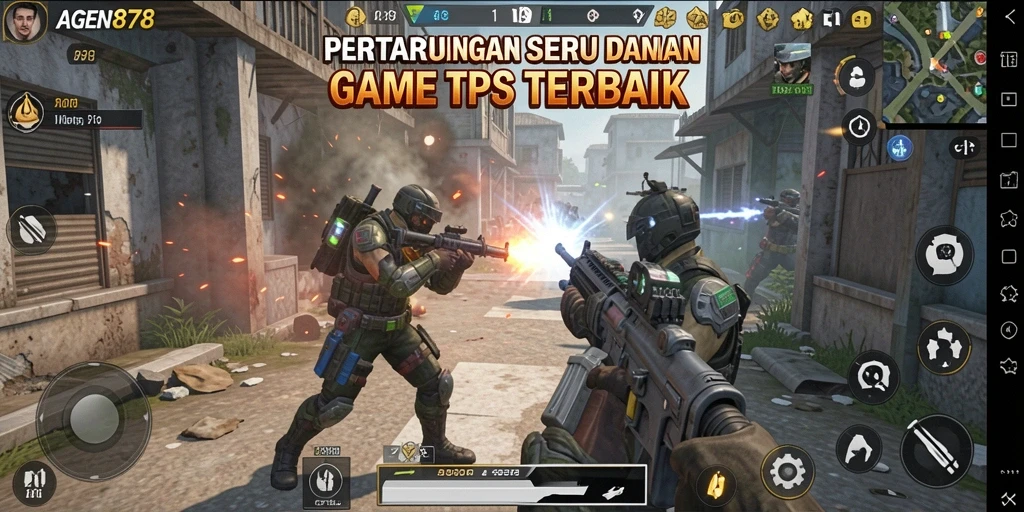 Tangkapan layar AGEN878 yang menampilkan aksi seru dalam pertempuran TPS.