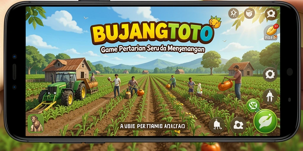 Gameplay BUJANGTOTO yang menampilkan pertanian yang hidup dan dinamis.