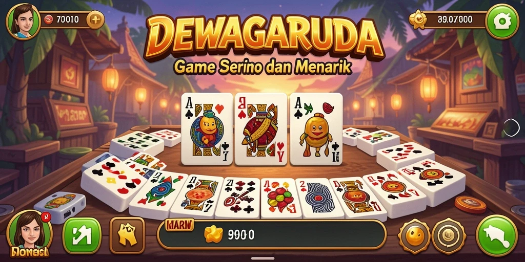 Screenshot permainan DEWAGARUDA yang menunjukkan aksi seru domino.