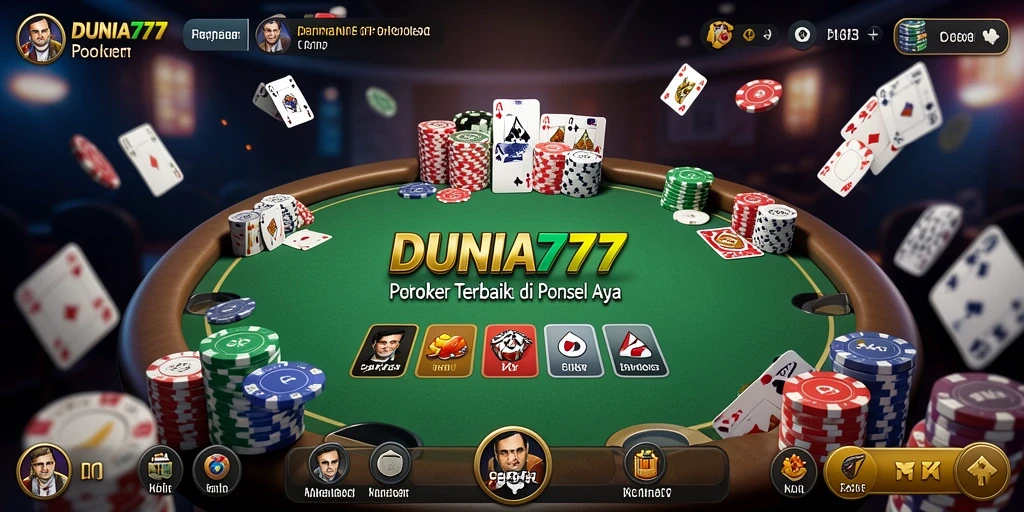 Screenshot menunjukkan pemain beraksi dalam permainan poker DUNIA777.