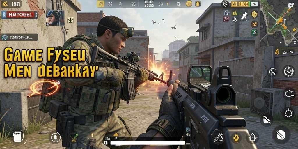 Tampilan aksi seru dalam game FPS INATOGEL.