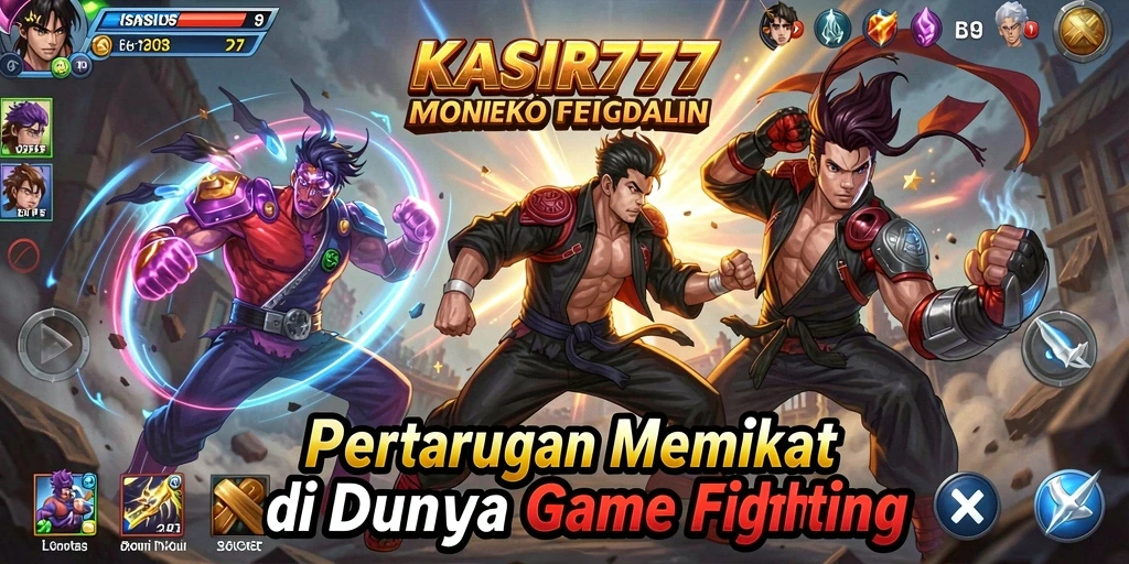 Tangkapan layar gameplay KASIR777 menunjukkan pertarungan yang mendebarkan antara karakter-karakter unik.