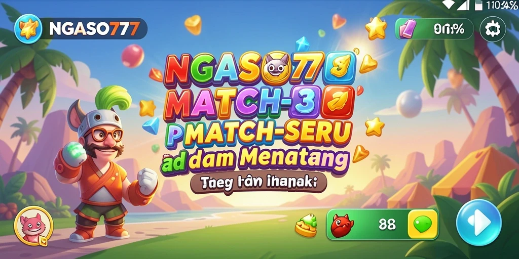 Screenshot gameplay NGASO77 dengan tantangan Match-3 yang menarik.