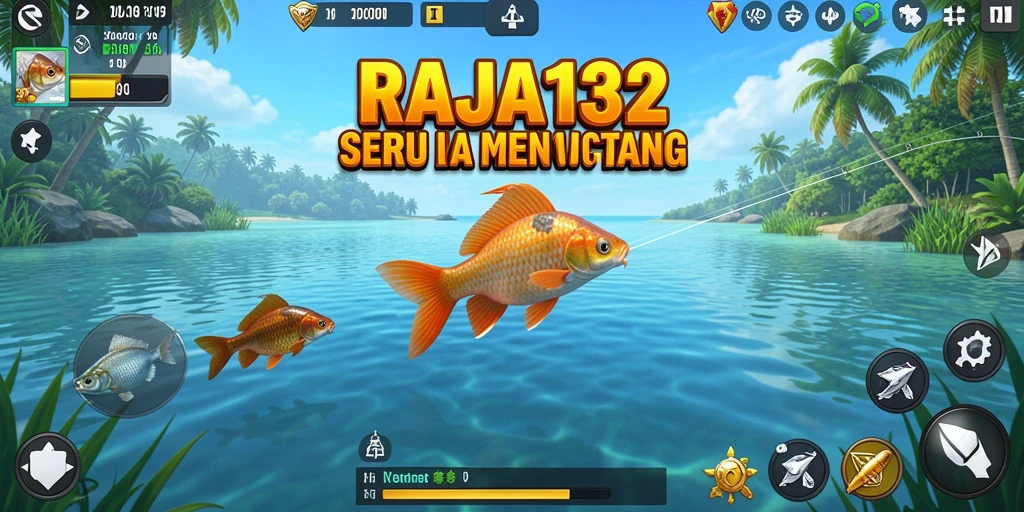Tampilan gameplay menarik dengan berbagai ikan dan lokasi memancing.