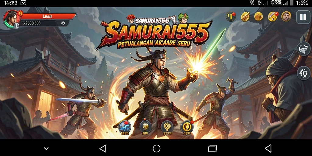 Tangkapan layar SAMURAI555 menampilkan aksi pertarungan yang seru.