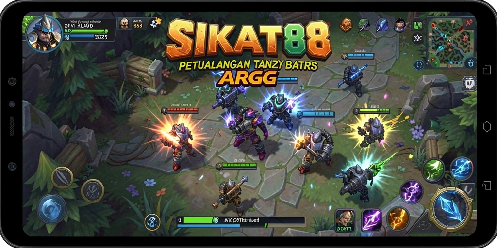 Tampilan gameplay mendebarkan SIKAT88 dengan pertempuran aksi yang intens.