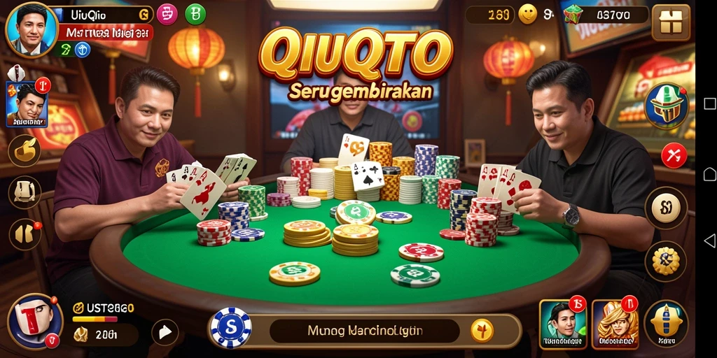 Tampilan gameplay seru dalam UUSTOTO yang menampilkan kartu QiuQiu.