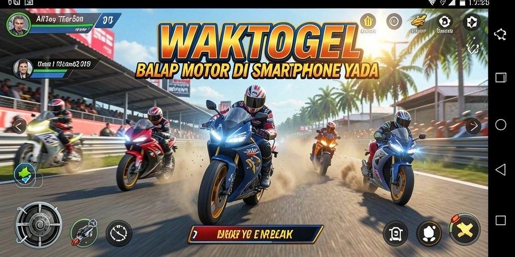 Tampilan gameplay seru dari WAKTOGEL yang menampilkan balapan motor.